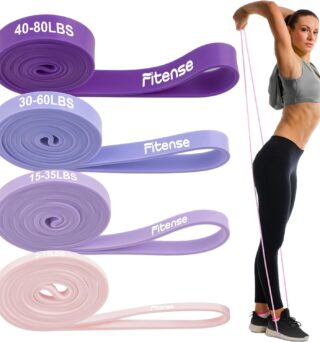 Fitense Resistance Bands Set - Pull Up Bands for Men Women, Exercise Bands Resistance with Door Anchor, Training Poster & Pouch for Body Stretching, Pull Up Assist