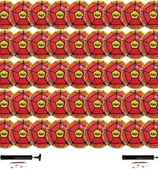 Biggz (Pack of 50) Durable Soccer Balls Wholesale Bulk - Size 5 with Hand Pumps